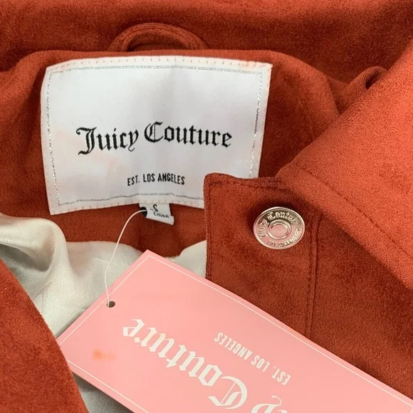 Juicy Couture Fringe trucker jacket jean denim rust orange Western cowboy new S - Picture 5 of 5